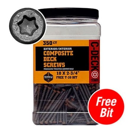 Screw Products Deck Screw, #10 x 2-3/4 in, Trim Head Torx Drive CD234TTC75